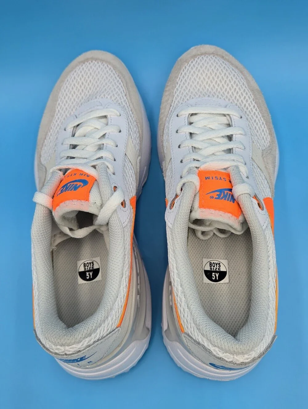 Nike Kids Air Max Systm (GS) Sneaker - White with Orange Swoosh DQ0284 114 5y